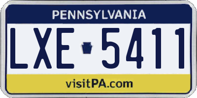 PA license plate LXE5411