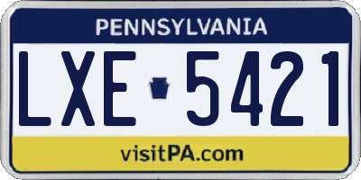 PA license plate LXE5421