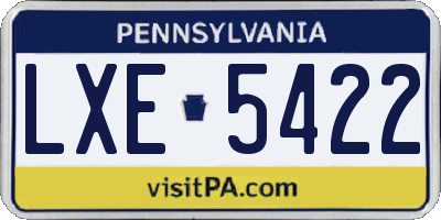 PA license plate LXE5422