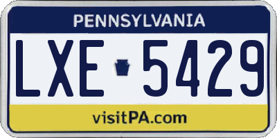 PA license plate LXE5429