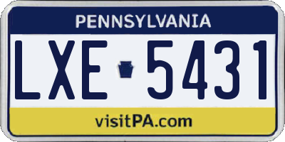 PA license plate LXE5431