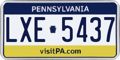 PA license plate LXE5437