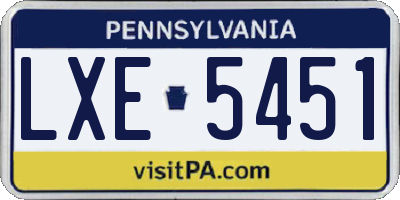 PA license plate LXE5451