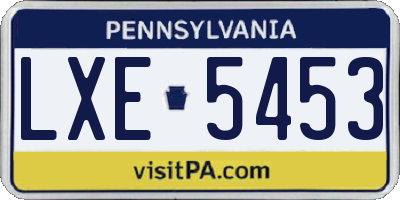 PA license plate LXE5453