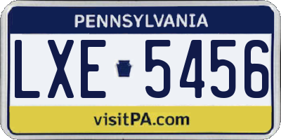 PA license plate LXE5456