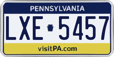 PA license plate LXE5457
