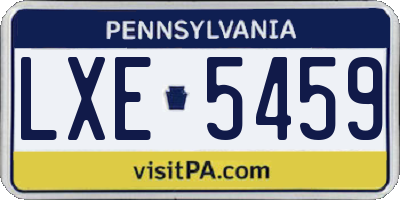PA license plate LXE5459