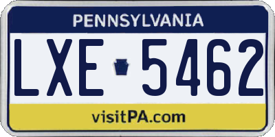 PA license plate LXE5462