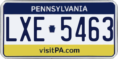 PA license plate LXE5463