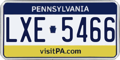 PA license plate LXE5466