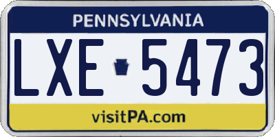 PA license plate LXE5473