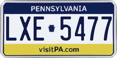 PA license plate LXE5477