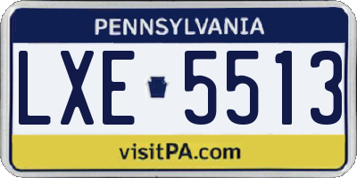 PA license plate LXE5513