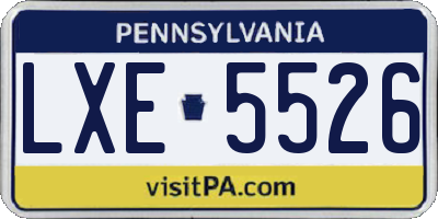PA license plate LXE5526