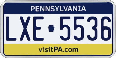 PA license plate LXE5536