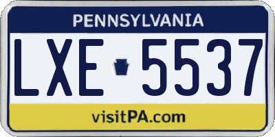 PA license plate LXE5537