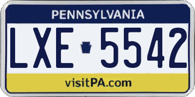 PA license plate LXE5542