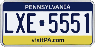 PA license plate LXE5551