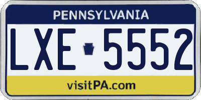 PA license plate LXE5552