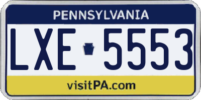 PA license plate LXE5553
