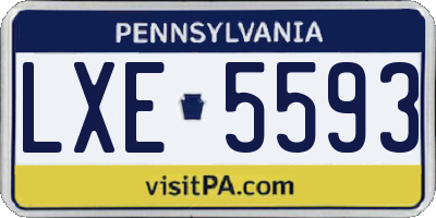 PA license plate LXE5593