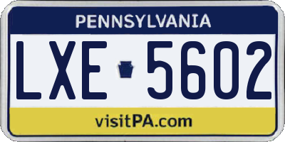 PA license plate LXE5602