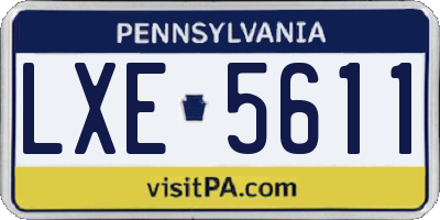 PA license plate LXE5611