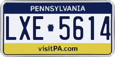 PA license plate LXE5614
