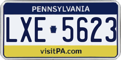 PA license plate LXE5623