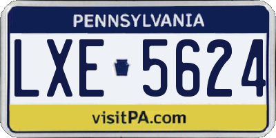 PA license plate LXE5624
