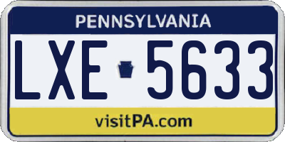 PA license plate LXE5633