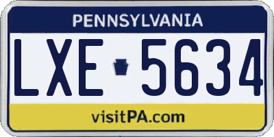 PA license plate LXE5634