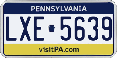 PA license plate LXE5639