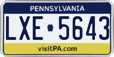 PA license plate LXE5643
