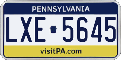 PA license plate LXE5645