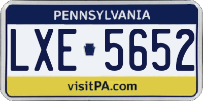 PA license plate LXE5652