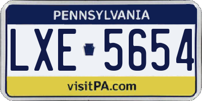 PA license plate LXE5654