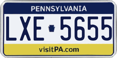 PA license plate LXE5655