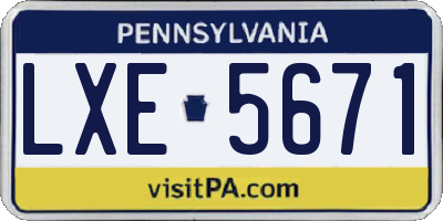 PA license plate LXE5671