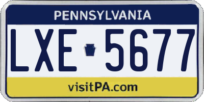 PA license plate LXE5677
