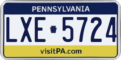 PA license plate LXE5724