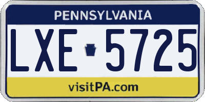 PA license plate LXE5725