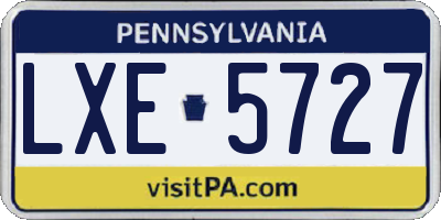 PA license plate LXE5727