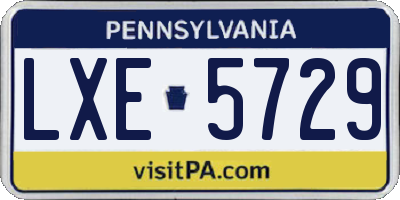 PA license plate LXE5729