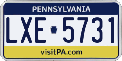 PA license plate LXE5731