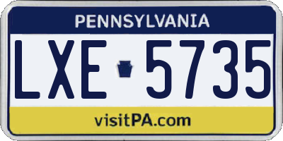 PA license plate LXE5735