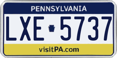 PA license plate LXE5737