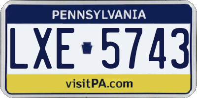 PA license plate LXE5743