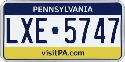 PA license plate LXE5747