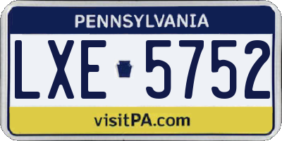 PA license plate LXE5752